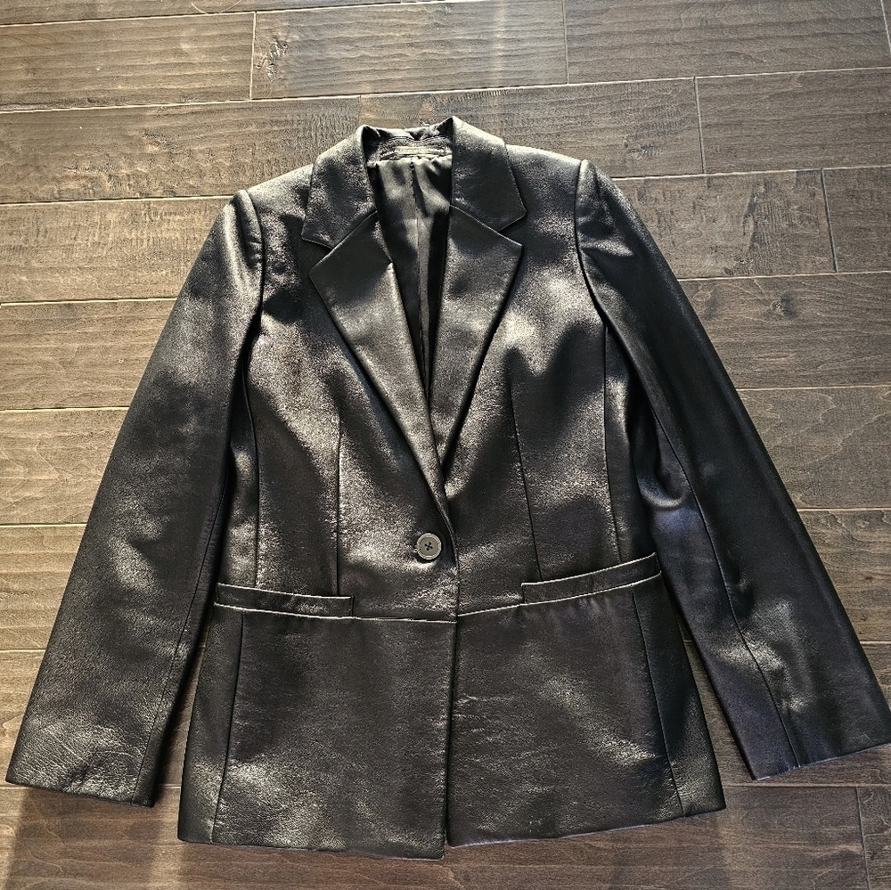 Linda Allard Ellen Tracy Soft Black Leather Women's Jacket Sz Small